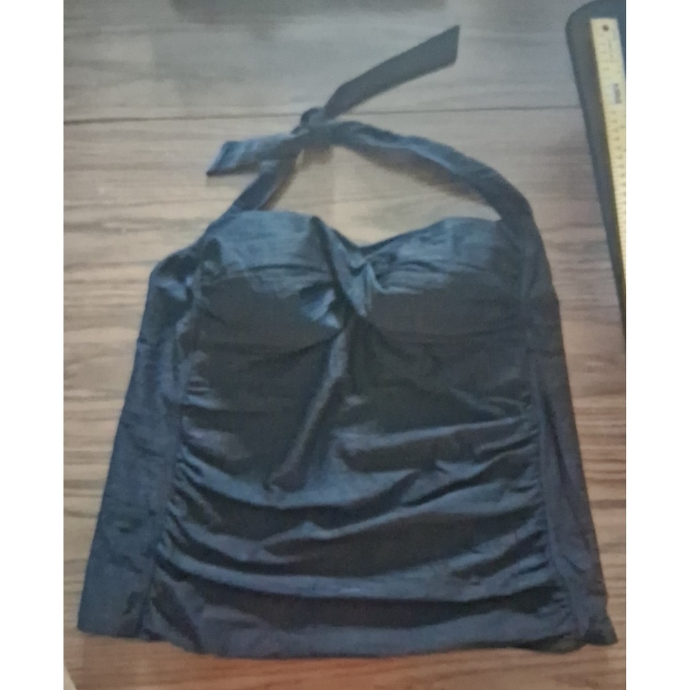 White Stag XL (16/18) Halter Tankini Ruched Swimtop Black Padded top only